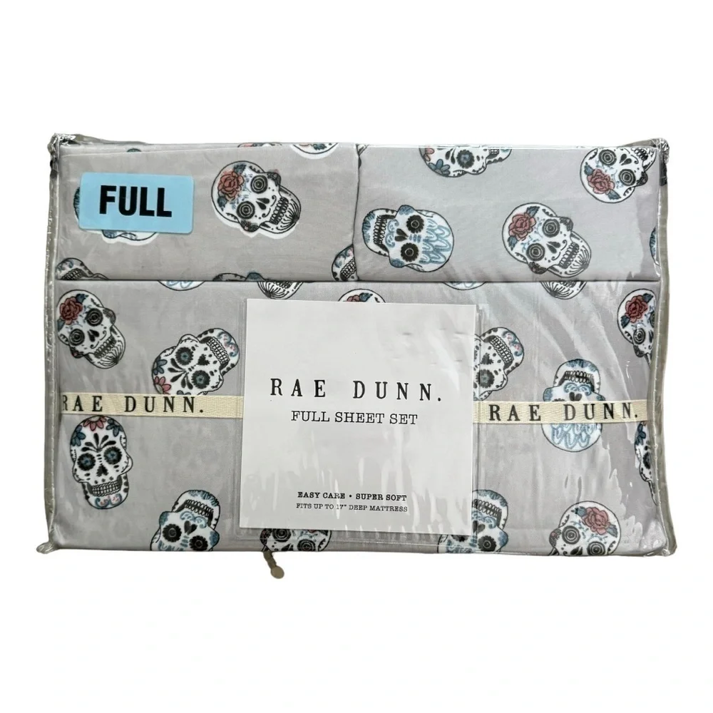 Rae Dunn Full Sheet Set Sugar Skull Day‎ of the Dead Halloween